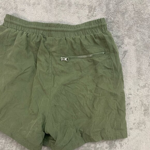 Civil Regime Shorts Mens Small Faux Suede Military Green Logo Athleisure Casual - Picture 13 of 13